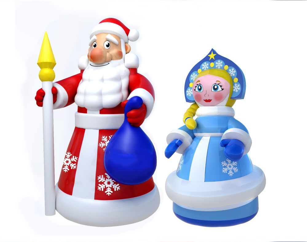 Дед Мороз, Снегурочка, Снеговик и трон Деда мороза Конструкции игровые